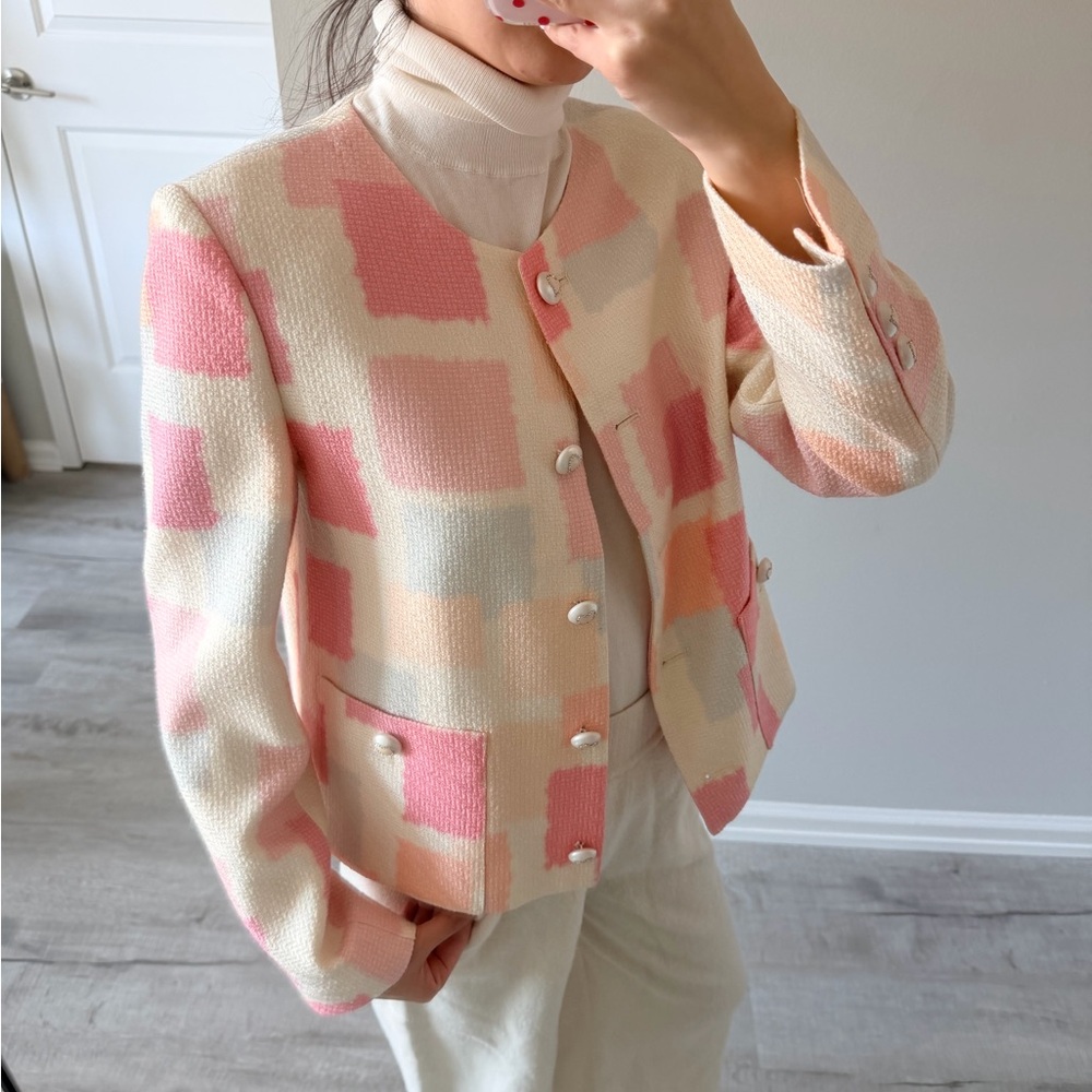 Women's Pink and Cream Blazer